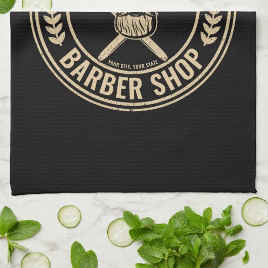 Aangepaste Barber Shop Skull Rockabilly Salon Theedoek (Gevouwen)