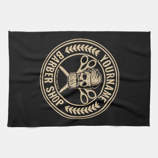 Aangepaste Barber Shop Skull Rockabilly Salon Theedoek (Horizontaal)