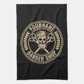 Aangepaste Barber Shop Skull Rockabilly Salon Theedoek (Verticaal)