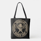 Aangepaste Barber Shop Skull Rockabilly Salon Tote Bag (Achterkant)