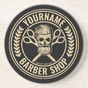 Aangepaste Barber Shop Skull Rockabilly Salon Zandsteen Onderzetter
