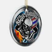Aangepaste Barber Skull met Flaming Razor Keramisch Ornament (Rechts)