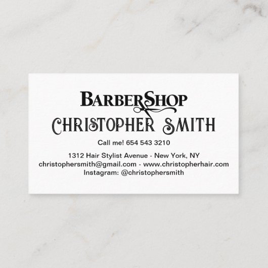 Aangepaste Barber-winkel in zwart-wit Visitekaartje (Achterkant)