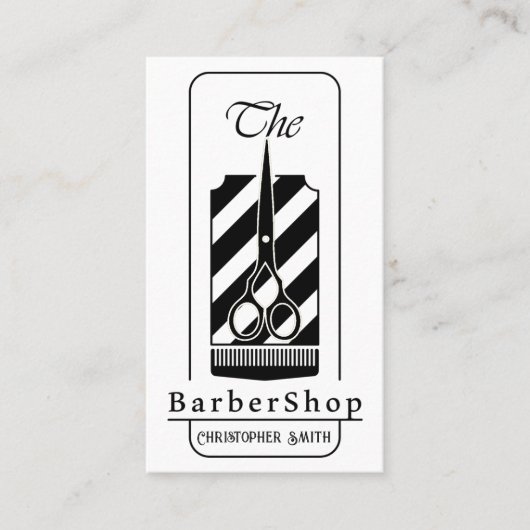 Aangepaste Barber-winkel in zwart-wit Visitekaartje (Voorkant)