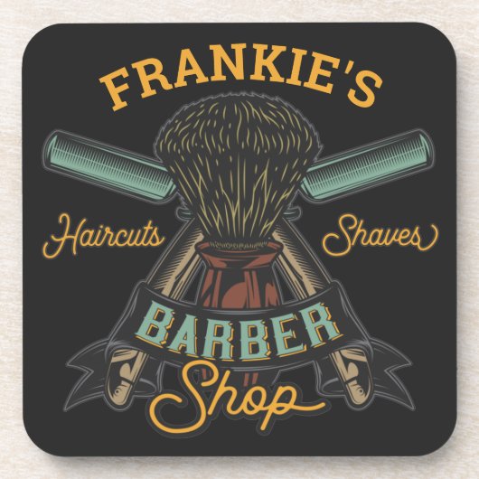 Aangepaste Barber Winkel Retro Haircuts Shaves Bier Onderzetter (Voorkant)