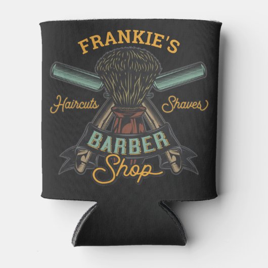 Aangepaste Barber Winkel Retro Haircuts Shaves Blikjeskoeler (Voorkant)