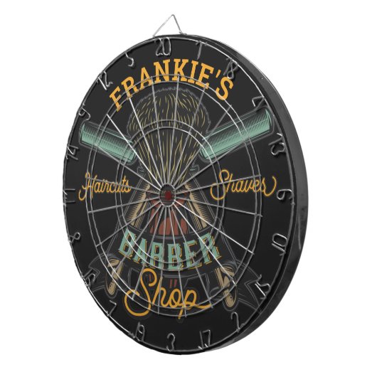 Aangepaste Barber Winkel Retro Haircuts Shaves Dartbord (Voorkant Rechts)