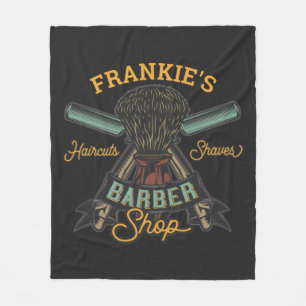 Aangepaste Barber Winkel Retro Haircuts Shaves Fleece Deken