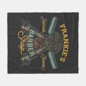 Aangepaste Barber Winkel Retro Haircuts Shaves Fleece Deken (Voorkant (Horizontaal))