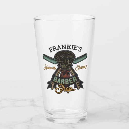 Aangepaste Barber Winkel Retro Haircuts Shaves Glas (Voorkant)