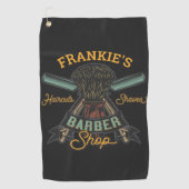 Aangepaste Barber Winkel Retro Haircuts Shaves Golfhanddoek (Voorkant)