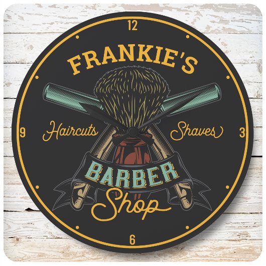 Aangepaste Barber Winkel Retro Haircuts Shaves Grote Klok