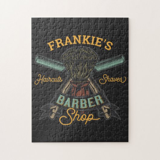 Aangepaste Barber Winkel Retro Haircuts Shaves Legpuzzel (Verticaal)