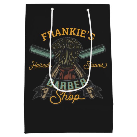 Aangepaste Barber Winkel Retro Haircuts Shaves Medium Cadeauzakje (Achterkant)