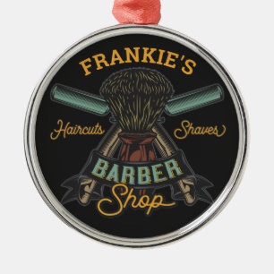 Aangepaste Barber Winkel Retro Haircuts Shaves Metalen Ornament