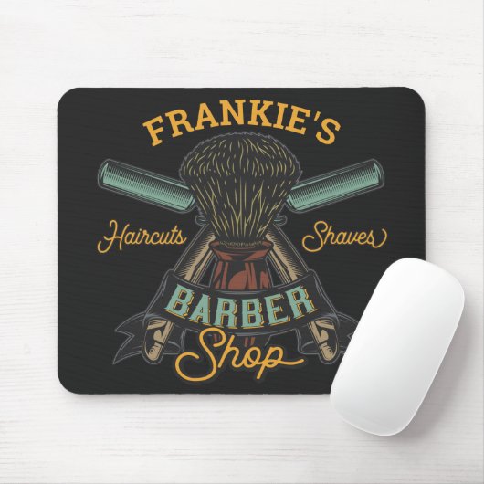 Aangepaste Barber Winkel Retro Haircuts Shaves Muismat (Met muis)