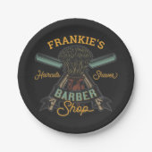 Aangepaste Barber Winkel Retro Haircuts Shaves Papieren Bordje (Voorkant)