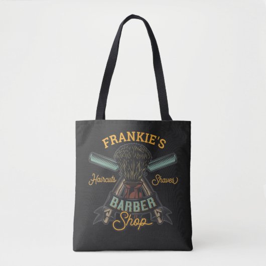 Aangepaste Barber Winkel Retro Haircuts Shaves Tote Bag (Voorkant)