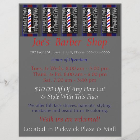 Aangepaste Barberwinkel / reclame / brochure (Voorkant)