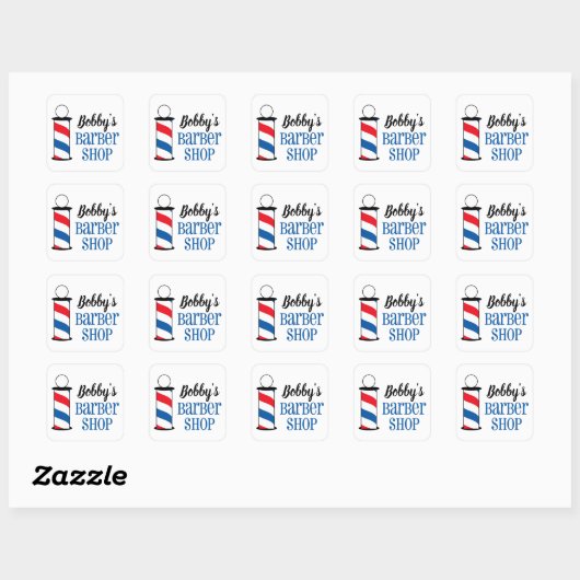 Aangepaste Barberwinkel Vierkante Sticker (Vel)