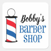 Aangepaste Barberwinkel Vierkante Sticker (Voorkant)