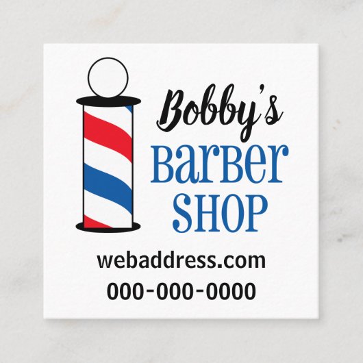 Aangepaste Barberwinkel Vierkante Visitekaartje (Voorkant)