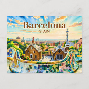 Aangepaste Barcelona Spanje Aquarel Park Guell Ret Briefkaart