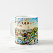 Aangepaste Barcelona Spanje Aquarel Park Guell Ret Koffiemok (Voorkant links)