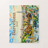 Aangepaste Barcelona Spanje Aquarel Park Guell Ret Legpuzzel (Verticaal)