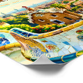 Aangepaste Barcelona Spanje Aquarel Park Guell Ret Poster (Hoek)