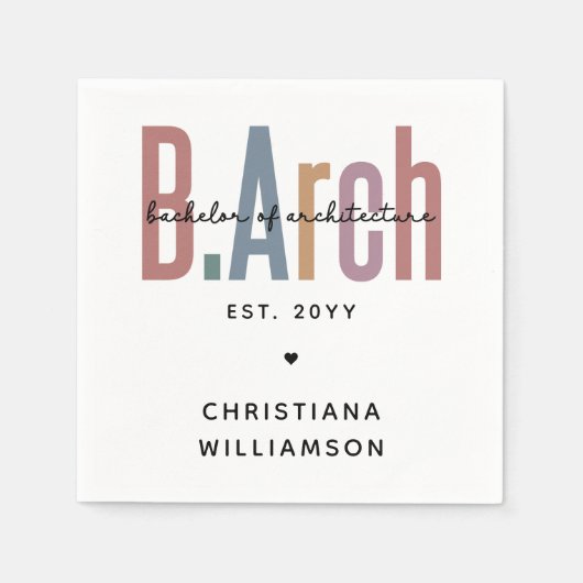 Aangepaste BArch Bachelor of Architecture Afstuder Servet (Voorkant)