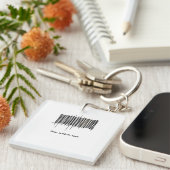 Aangepaste barcode-tekstontwerp sleutelhanger (Voorkant Rechts)