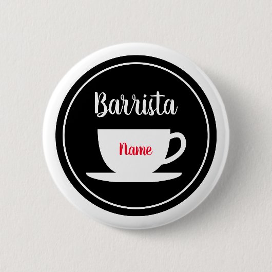 Aangepaste barista naamknoppen voor koffiecafé ronde button 5,7 cm (Voorkant)