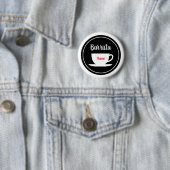 Aangepaste barista naamknoppen voor koffiecafé ronde button 5,7 cm (In situ)