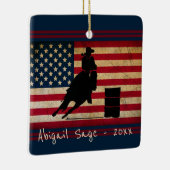 Aangepaste Barrel Racing American Flag Horse Keramisch Ornament (Rechts)