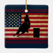 Aangepaste Barrel Racing American Flag Horse Keramisch Ornament (Achterkant)