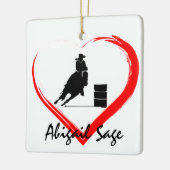 Aangepaste Barrel Racing Horse n Heart Kerstmis Keramisch Ornament (Links)