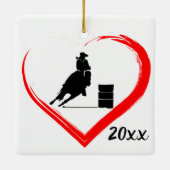 Aangepaste Barrel Racing Horse n Heart Kerstmis Keramisch Ornament (Achterkant)