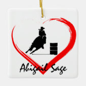 Aangepaste Barrel Racing Horse n Heart Kerstmis Keramisch Ornament (Voorkant)