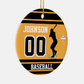 Aangepaste Baseball Batter | Goud en zwart Keramisch Ornament (Rechts)