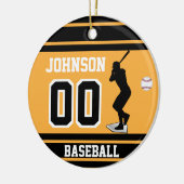 Aangepaste Baseball Batter | Goud en zwart Keramisch Ornament (Links)