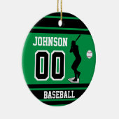Aangepaste Baseball Batter | Groen en zwart Keramisch Ornament (Rechts)