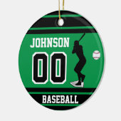 Aangepaste Baseball Batter | Groen en zwart Keramisch Ornament (Links)