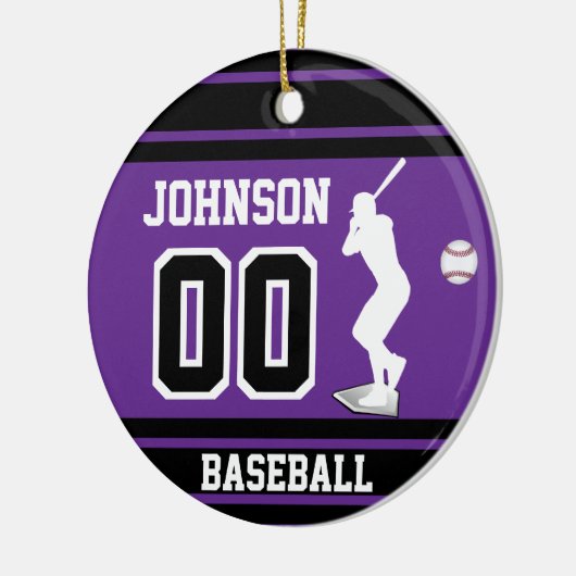 Aangepaste Baseball Batter | PAARS Keramisch Ornament (Links)