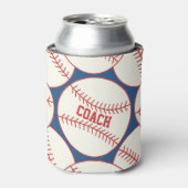 Aangepaste Baseball Coach Pattern Blue Red Koelbox Blikjeskoeler (Blikje Voorkant)