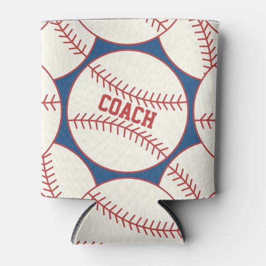 Aangepaste Baseball Coach Pattern Blue Red Koelbox Blikjeskoeler (Voorkant)