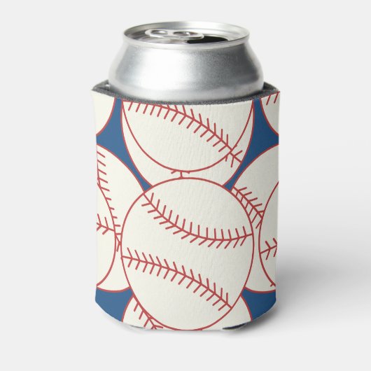 Aangepaste Baseball Coach Pattern Blue Red Koelbox Blikjeskoeler (Blikje Achterkant)