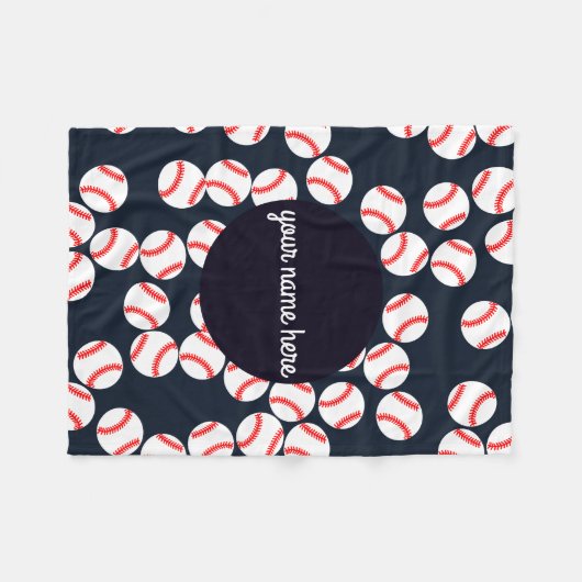 Aangepaste Baseball Fleece Blanket Deken (Voorkant (Horizontaal))