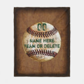 Aangepaste Baseball Fleece Blanket, Jouw tekst Deken (Voorkant)