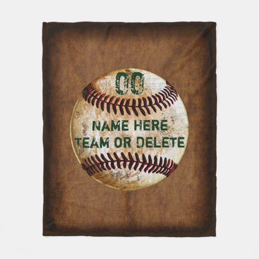 Aangepaste Baseball Fleece Blanket, Jouw tekst Deken (Voorkant)